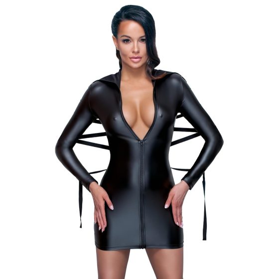 Cottelli Bondage - Shiny Dress with Ties (Black)