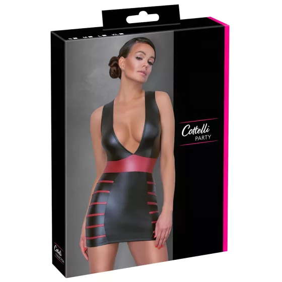 Cottelli Party - Striped Bodycon Dress (Black-Red) - M
