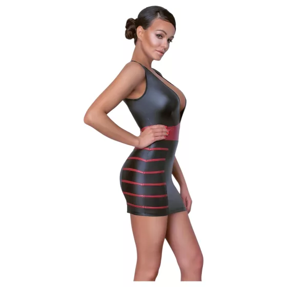 Cottelli Party - Striped Bodycon Dress (Black-Red) - M