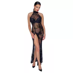 Noir - Sheer Black Floral Maxi Dress