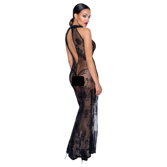 Noir - Sheer Black Floral Maxi Dress
