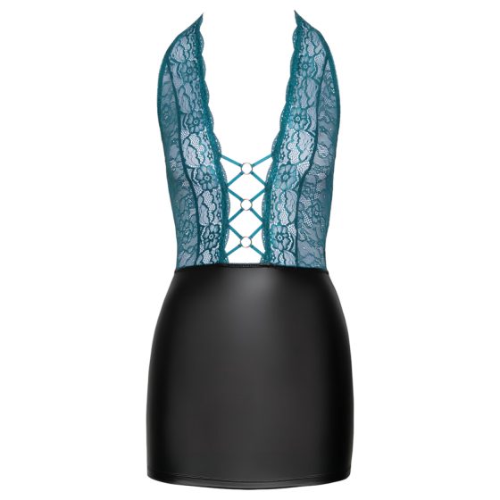 Cottelli - Lace-Up Shiny Dress (Black-Green)