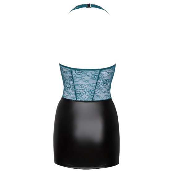 Cottelli - Lace-Up Shiny Dress (Black-Green) - XL