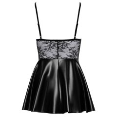 Noir - Lace top glossy dress (black)