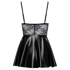 Noir - Black Lace Top Shiny Dress