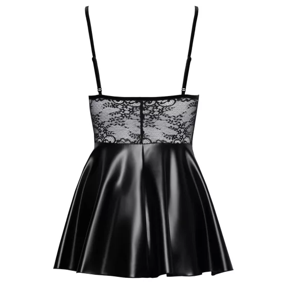 Noir - Black Lace Top Shiny Dress