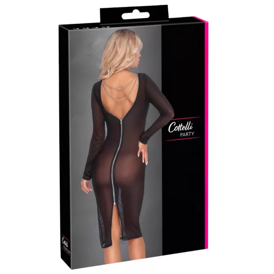 Cottelli Party - Sheer Zipper Dress (Black)