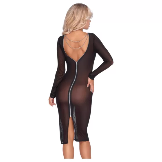 Cottelli Party - Sheer Zipper Dress (Black)
