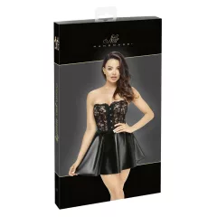 Noir - Shimmering Mini Dress with Lace Top (Black)