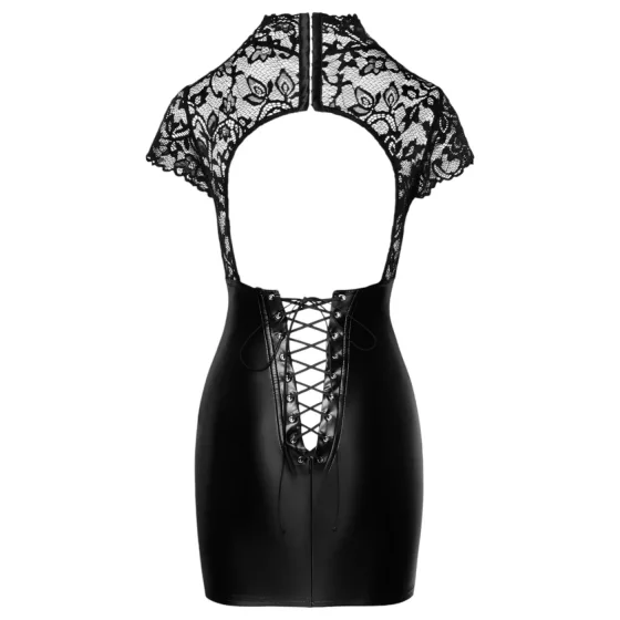 Noir - Shiny Lace Corset Dress (Black)