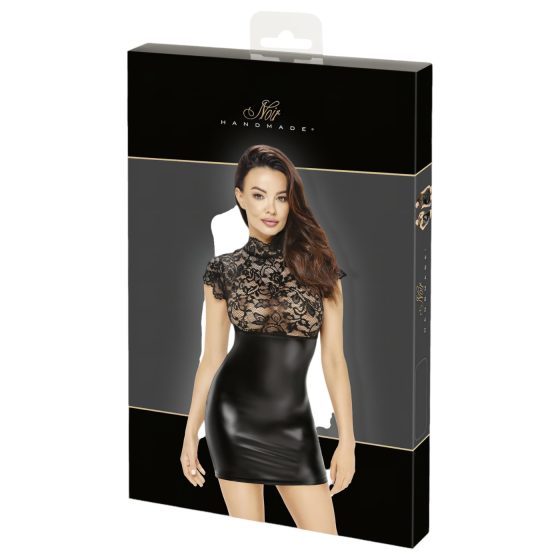 Noir - Shiny Lace Corset Dress (Black)