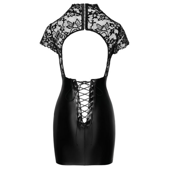 Noir - Shiny Lace Corset Dress (Black) - M