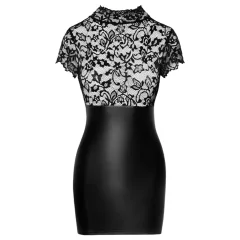 Noir - Shiny Lace Corset Dress (Black) - XL