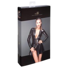 Noir - Open Front Long Sleeve Mini Dress (Black)