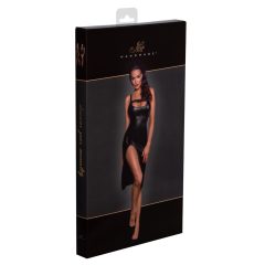 Noir - Slit Faux Leather Dress (Black)