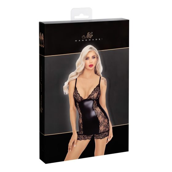 Noir - Black Mini Dress with Sheer Sides