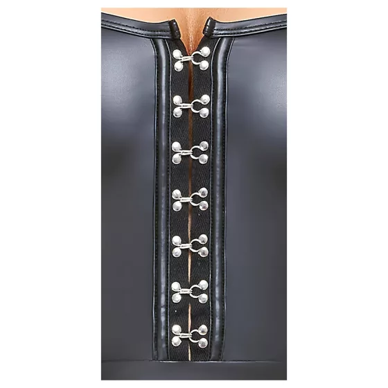 Cottelli - Shiny Mini Dress with Pleated Skirt (Black) - M