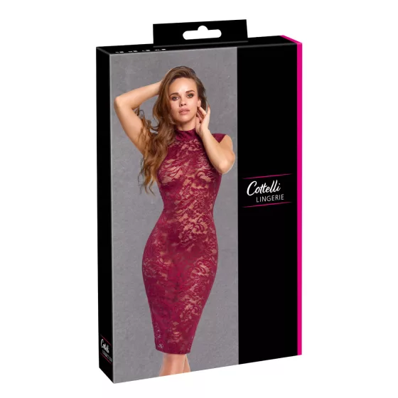 Cottelli - Lace Sheer Dress (Burgundy) - L