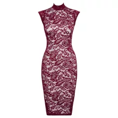 Cottelli - Lace Sheer Dress (Burgundy) - XL