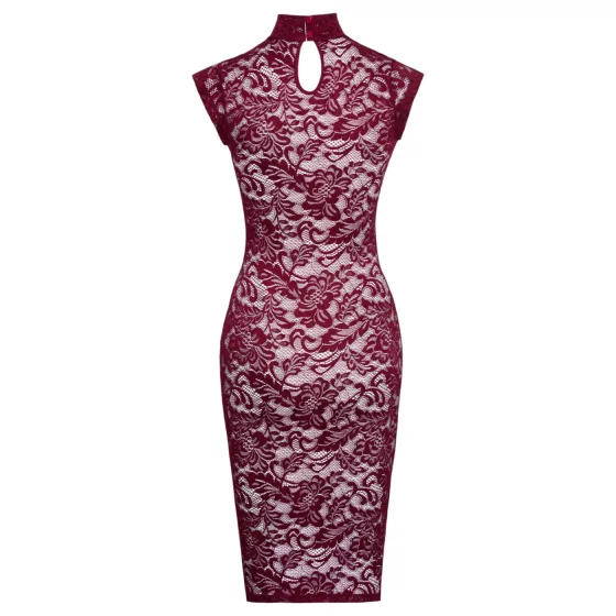 Cottelli - Lace Sheer Dress (Burgundy) - XL