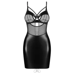   Obsessive Dominna - Shiny Sheer Panel Dominatrix Dress (Black)