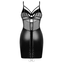   Obsessive Dominna - Shiny Sheer Panel Dominatrix Dress (Black)