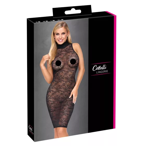 Cottelli - knee-length lace dress (black) - M