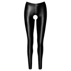 Noir - Glossy Open Black Leggings - M