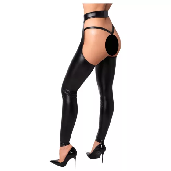 Noir - Glossy Tights - Chaps Style (Black) - L