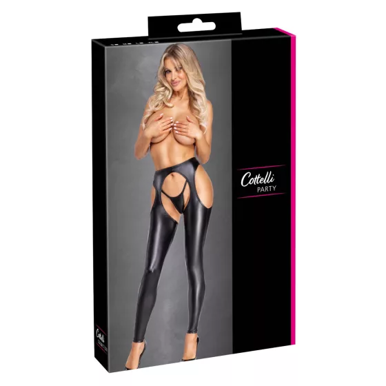 Cottelli - Open Chaps Trousers and Thong Set (Black) - M