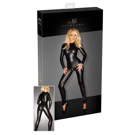 Noir - Shiny Long-Sleeve Jumpsuit (Black) - L