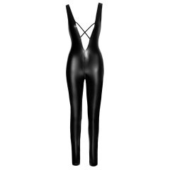 / Noir - cross-strap, shiny overalls (black)