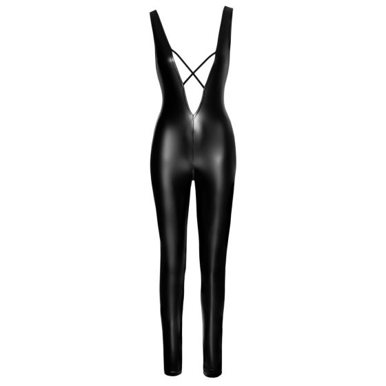 / Noir - cross-strap, shiny overalls (black)