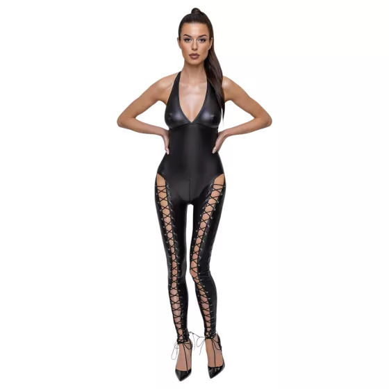 Cottelli Party - Halter Lace-Up Jumpsuit (Black) - XL