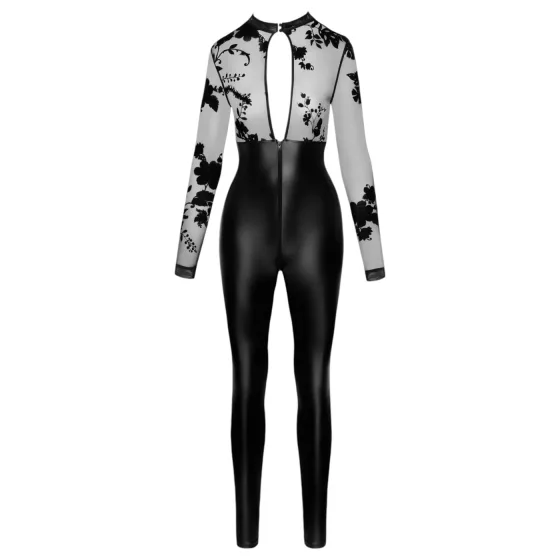 Noir - Black Jumpsuit with Lace Top - XL