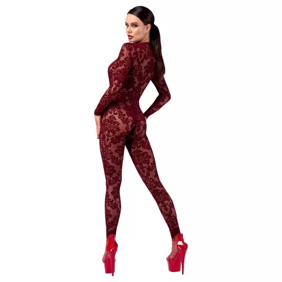 Noir Kink Royal - Sheer Catsuit (Red) - L