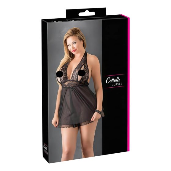 Cottelli Plus Size - Lace Flowing Babydoll (Black)