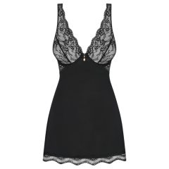   Obsessive Luvae - Floral Strappy Nightgown with Thong (Black)