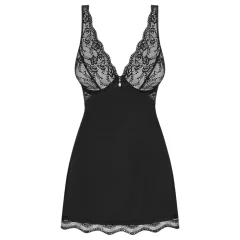   Obsessive Luvae - Floral Strappy Nightgown with Thong (Black) 