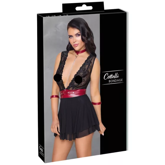 Cottelli Bondage - Halter Lace Babydoll (Black) - XL