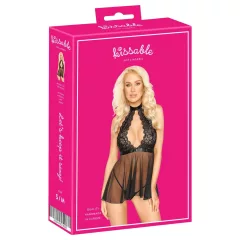 Lace Babydoll with Neck Strap - Kissable (Black) 