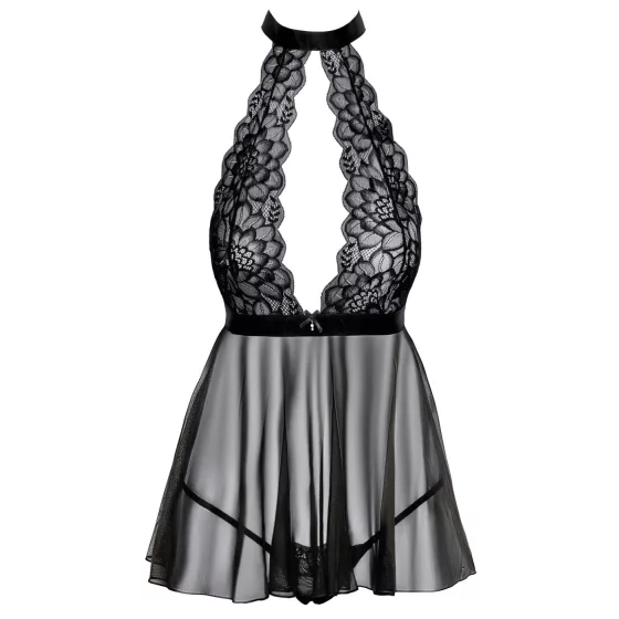 Lace Babydoll with Neck Strap - Kissable (Black) 