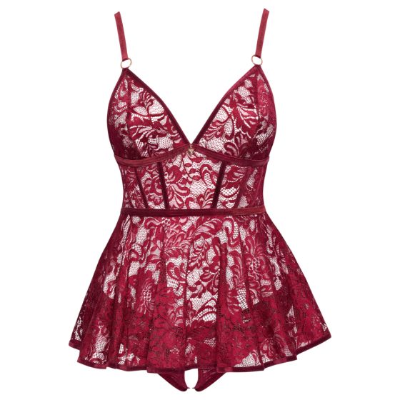 Cottelli Curves - Lace Mini Dress Set (Red)
