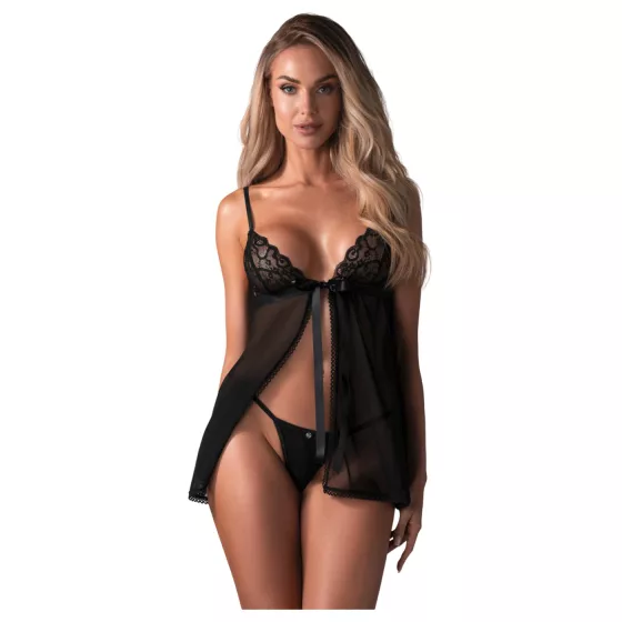 Obsessive Blomentis - Lace Babydoll Set (Black) - M/L