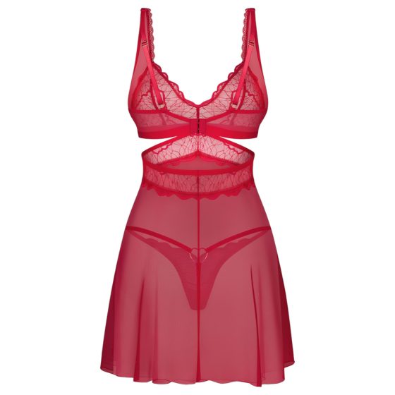 Obsessive Cupide Desir - Sheer Lace Nightdress Set (Red)