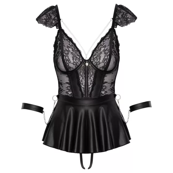 Cottelli Bondage - Lace Mini Dress with Handcuffs (Black)