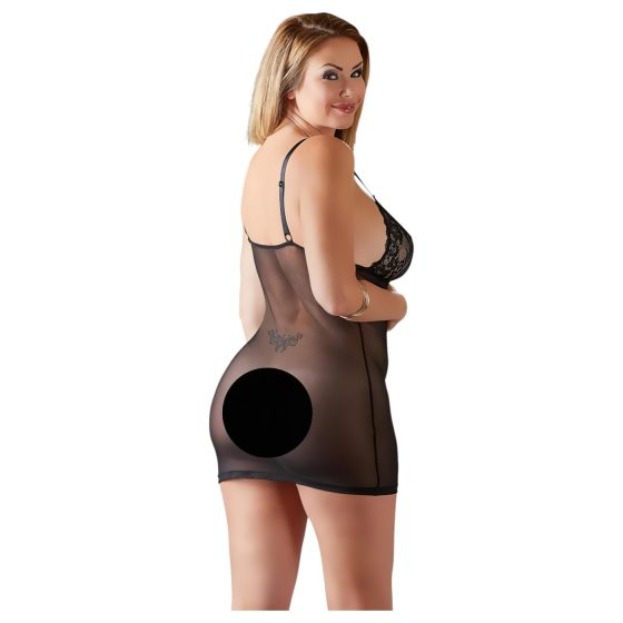 Cottelli Plus Size - Sheer Lace Nightgown (Black)