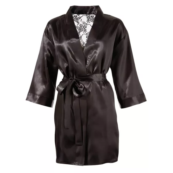 Cottelli - Satin-Lace Short Robe (Black)
