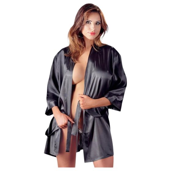 Cottelli - Satin-Lace Short Robe (Black) - L/XL