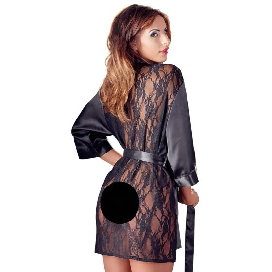 Cottelli - Satin-Lace Short Robe (Black) - L/XL
